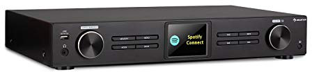 AUNA iTuner 320 BT - Sintonizzatore DAB, Radio Digitale, Lettore Rete Audio Hi-Fi, BT, WiFi, Spotify Connect, Internet, DAB+, FM, DLNA & UPnP, USB, Multimediale, Display HCC, Telecomando, Nero