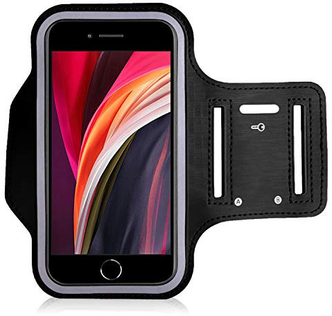 KP TECHNOLOGY iPhone SE 2020 Armband Case - for Running, Biking, Hiking, Canoeing, Walking, Horseback Riding and other Sports for iPhone SE 2020 (BLACK)