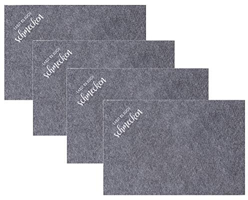 4 Stück Tischsets 45 x 30 cm Filz Platzsets mit Spruch (Lasst es euch schmecken Grau)