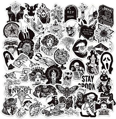 50Pcs Gothic Stickers for Hydro Flask Vinyl Waterproof Stickers for Laptop,Skateboard,Water Bottles,Computer,Phone,Punk Stickers