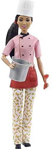 Barbie Quiero ser Chef muñeca Morena con Accesorios para cocinar Pasta para niñas + 3 años (Mattel GTW38)