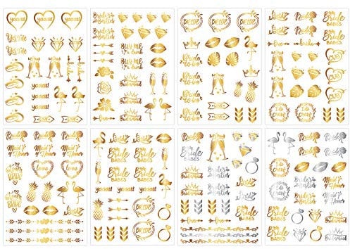 FRCOLOR Junggesellenabschied Tattoos Temporäre Hochzeitsfeier Tattoos-Brautstamm Trauzeugin 8 Blatt