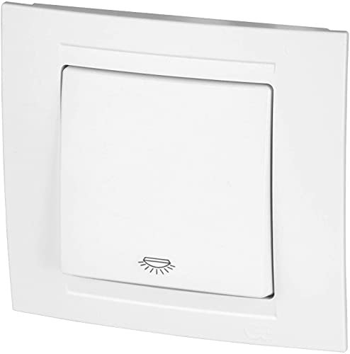 Unterputz Taster, Licht-Symbol, Steckklemme, All-in-One, Serie M1 reinweiß