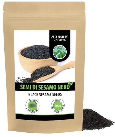 Alpi Nature Semi di Sesamo Nero 500g, Semi di Sesamo Nero Crudi per Cucina e Pasticceria