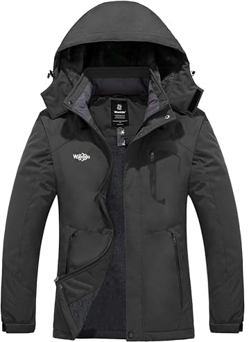 Wantdo Femme Manteau d'hiver Snowboard Outdoor Parka Grande Taille Veste | Imperméable,Coupe-vent,avec Isolation Thermique,Poche Poitrine,pour les Activités de Plein air,Poignets Réglables