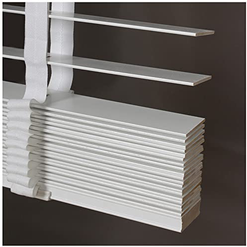 Xrdbfd Tende in Legno da Esterno, Tapparelle per Finestre, Persiane Veneziane in Legno con Lamelle da 50 Mm, Tende Parasole per Finestra/Porta/Balcone, Bianco,90x160cm/35.5 * 63in