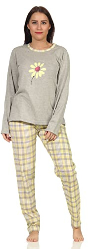 NORMANN-Wäschefabrik Damen Pyjama Langarm, Schlafanzug mit Karo-Muster - 112 201 10 733