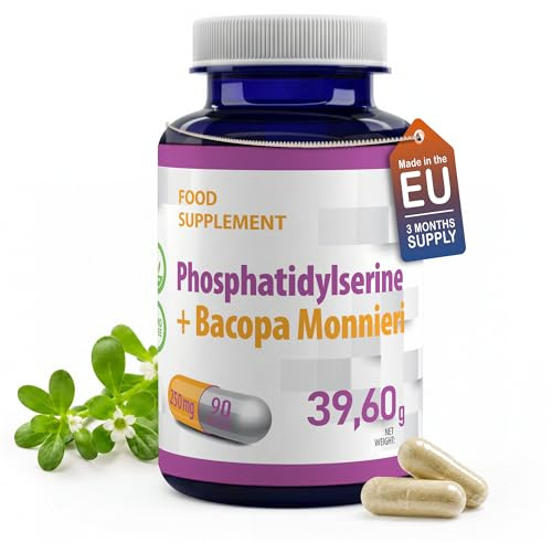 Hepatica Phosphatidylserin + Bacopa Monnieri | PS 125 mg + Bacopa 20:1 standardisiert auf 50% Bacoside (62,5 mg) | 90 vegane Kapseln | GMP & Laborgeprüft
