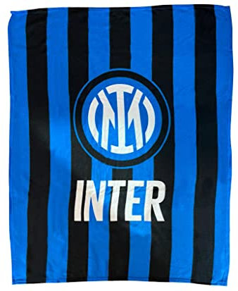 Inter, Plaid In Pile Stampato, 120x150, Coperta in Pile, Nero Azzurro, Prodotto Ufficiale