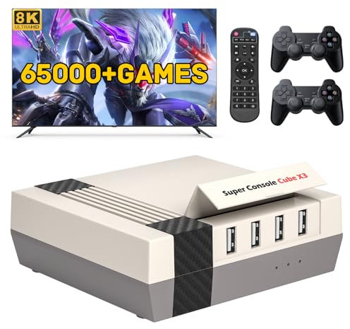 Kinhank Super Console Cube X3 Video Game Consoles Built-in 100000+ Games, Android 9.0/Emuelec 4.5/CoreE System, S905X3 Chip, Compatible with PS1/DC/ARCADE, etc 8K UHD Output,2.4G/5G