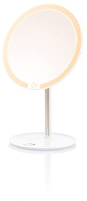 ETA Kosmetikspiegel Fenite I Schminkspiegel mit Beleuchtung I 5 Stunden Akku I USB Typ C Kabel I 0-90° Neigung I 178mm Durchmesser I 3 Lichtmodi
