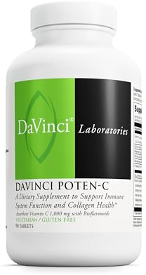 DAVINCI Labs Poten-C - Support Immune System Function & Collagen Health* - Vitamin C, Calcium, Magnesium, Zinc, Potassium, Manganese & Bioflavonoids - Vegetarian - Gluten-Free - 90 Tablets