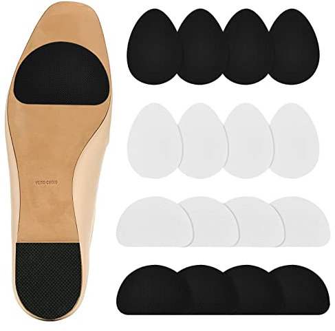 Vesaneae 16 Stück Anti Rutsch Sohle Pads, Sohle Schutz Kissen Selbstklebend, Silikon Sohlen-Pads, Rutschfeste Sohlen-Pads, Sohlenschützer für Stiefel High Heels Sandalen (Schwarz+Weiß)