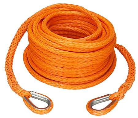 Ucreative 3/8 Inch x 92 Feet Synthetic Winch Rope Extension 26,500 Lbs for Off Road Vehicle ATV UTV SUV Orange