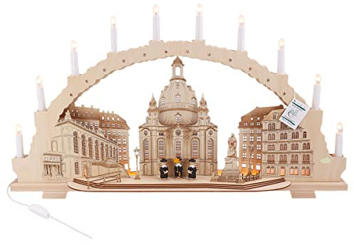 SCHENK HOLZKUNST Tietze Schwibbogen mit Frauenkirche LED