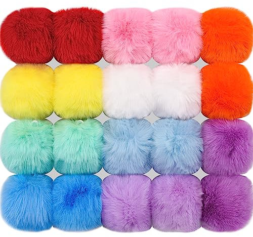 BQTQ 20 Stück Kunstfell Bommel für Mütze Kunstfell Pompon Fellbommel Fellpompon für Mützen Tasche, 10 Farben