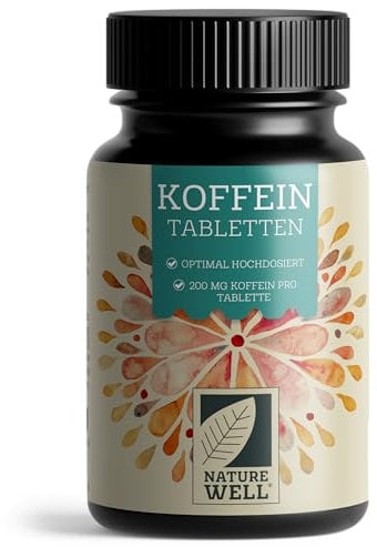 Koffeintabletten 365x - 200 mg Koffein pro Tablette - optimal hochdosiert - laborgeprüft mit Zertifikat (Koffein-Gehalt & Reinheit) - ohne unerwünschte Zusätze - Vorrat für 365 Tage - 100% vegan