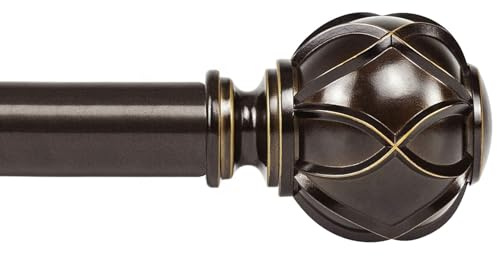 KAMANINA Curtain Rods for Windows 72 to 144 Inches (6-12ft) Long Heavy Duty Curtain Rod, 7/8 Inch Adjustable Decorative Drapery Rods with Netted Texture Finials, Bronze, Size: 32-144