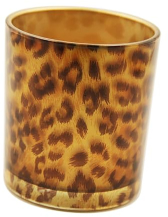 Amosfun Leopard Print Glass Candle Holder Cup Romantic Decorative Aroma Cup for Home Decoration