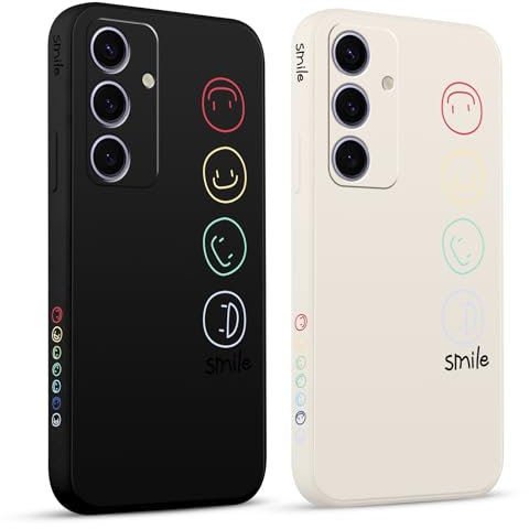 Pnakqil 2 stück Handyhülle für Samsung Galaxy S24 5G,Hülle Süßes Bemaltes Smile Face Design Case Weiche Tasche für Damen Geschenk Modische TPU Dünn Stoßfeste Kameratasche Schutzhülle