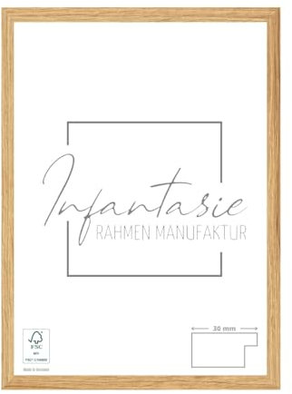 Infantasie 'N°2' Bilderrahmen 40x100 handgefertigt nach Maß | Eiche Catania | MDF Holz-Design Collage Rahmen inkl. Kunstglas und Metall Aufhänger (Querformat & Hochformat)