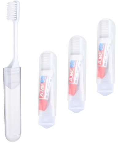 Portable Reisezahnbürsten Set,3 Stück Faltbare Zahnbürste mit Mini-Zahnpasta Reise Toilettenartikel Klappbar Tragbare Mini Zahnbürste für Kinder Erwachsene