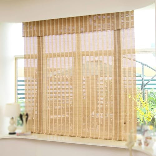 limiao123 Bambus Rollo,Bambus Raffrollo Natur 60% Verdunkelungsrollo Sonnenschutz und Sichtschutz Rollo Holz Seitenzugrollo Für Fenster und Türen,anpassbar (80x200cm(32x79in))