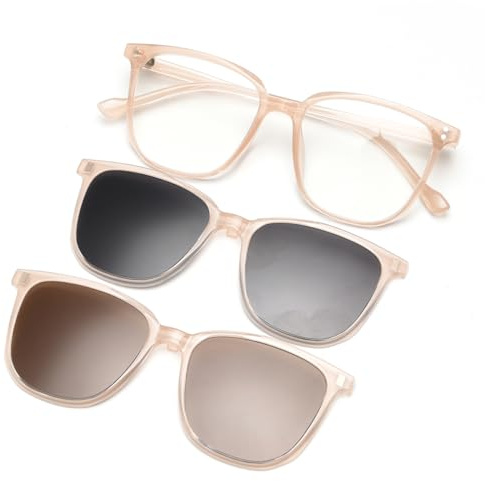 Magnetic Clip on Sunglasses Driving Polarized Sun Glasses Set Square Cat Eye Multifunctional Eyeglasses Frame