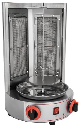 Dönergrill, Gyrosgrill Tischgrill 4,3kw, 25 Gasmodell Mittlerer Osten Barbecue-Grill Europäischer Stecker 220V (mit 2 Anschlüssen + runder Sockel) zum Grillen von Rind, Schwein, Huhn