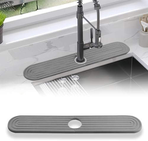 Tapis de robinet en pierre de 60 cm, protection contre les éclaboussures, tapis de séchage en pierre de diatomite pour cuisine absorbant l'eau, protection de robinet et tapis de drainage pour comptoir