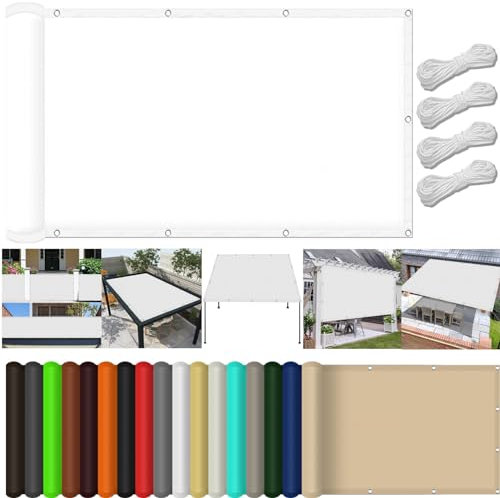 Wasserdicht Sonnensegel 430 x 650 cm,(Nach Mass) Markisenstoff 98% Uv Schutz Wasserabweisend, Sunprotect Sonnensegel Outdoor Schattiernetz,Für Terrasse Garten, Weiß