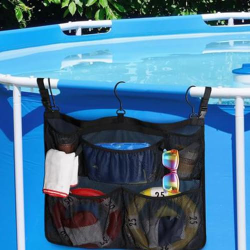 Above Ground Swimming Pool Storage Bag, Hangable Mesh Pool Toy Storage Net, Swimming Pool Supplies, Pool Floats Storage Organiser For Indoor Outdoor
