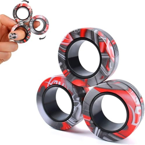 ASIOWELY Magnetic Rings Fidget Toys Adults,3 PCS Fidget Spinners for ADHD Anxiety Stree Relief,Fidget Rings Magnet Finger Set,Birthdays Gifts Toys for 3-6-8 12 + Year Old Boys Girl Kid Teen Men Woman