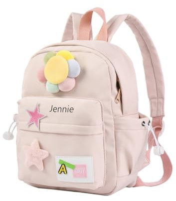 Jeweidea Kindergarten Rucksack Personalisiert Kindergartenrucksack Jungen Mädchen mit Namen Kinderrucksack mit Tragen Schulanfang Geschenke für Mädchen Jungen Kindergarten Grundschule (B-Rosa)