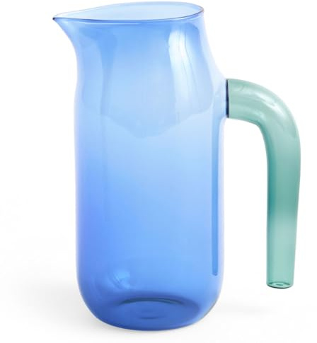 HAY Jug XL Krug aus Glas in der Farbe Blau mit einem Volumen von 1,5L, Größe: 19 x H26,7 cm, AB428-A604-AB96