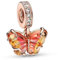 Amuefer Pink and Yellow Murano Glass Butterfly Charms für Armbänder 925 Sterling Silber mit Cubic Zirkonia Anhänger für Halsketten Geburtstag Weihnachten Schmuck Geschenke für Frauen