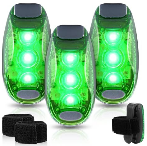 LED Blinklicht Schulranzen 3er Set, Clip Sicherheit Licht Blinklicht für Kinder, Reflektoren Schulranzen Kinderwagen Licht Lauflicht Rucksack Leuchtanhänger Jogger Laufen (Grün)