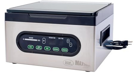 LEM Products MaxVac Pro Chamber Vacuum Sealer with 80 Bags, Digital Control Panel, Maintenance-Free Pump, External Hose, Great for Sealing Foods, Liquids, Sous Vide, Jars, Stainless Steel