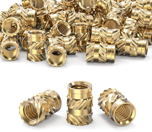 ORTAVA Gewindeeinsatz M6, 60 Stück Einpressmuttern, Messing Einbettung Muttern Rändelmuttern, M6×10×8 mm, Threaded inserts für Kunststoffteiledurch Wärme oder Ultraschall in 3D-Drucker Teile