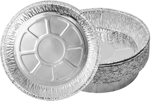 Gudalea Confezione da 20 padelle rotonde in alluminio, usa e getta, in alluminio, teglie rotonde in alluminio per cuocere, grigliare, cuocere a vapore (20 cm)
