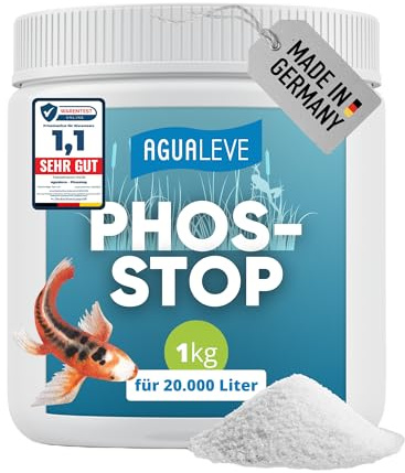 AGUALEVE® Phosstop 1kg *NEU* | bindet Phosphat extrem effektiv nach Algenbekämpfung & verhindert dadurch Neue Algen | für Fisch-, Garten- & Schwimmteiche | Made in Germany | für 20.000l Teichwasser