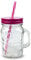AIBULO 500ml Pink Mason Jar with Lid & Straw – Glass Drinking Jar for Smoothies, Juices, Iced Coffee, and Cold Beverages