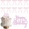Pink Cake Decorations,Cake Decorations,11 Pcs Pink Bows Happy Birthday Cake Topper with Happy Birthday Lettering for Craft DIY Wedding Decor Party