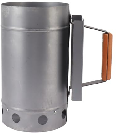 Charcoal Chimney Starter, Alloy Grill Chimney Starter Rapid Fire Starter with Wood Handle Compact Barbecue Chimney Starter BBQ Grill Tool for Outdoor Cooking, Camping, Barbecue