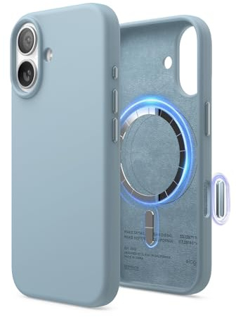 elago Magnetische Silikon Hülle für iPhone 17 | Kompatibel mit Kamerasteuerung Capture Button, Kompatibel mit MagSafe, Premium Silikon Handyhülle, stoßfest (Himmelblau)