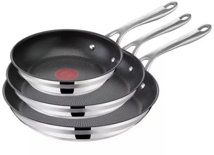 TEFAL JAMIE OLIVER COOK SMART Pfannen-Set 20/24/28cm| E310S3 | Sichere Titanium 2X Antihaftversiegelung|Thermo-Signal™| Thermo-Fusion™ Integral Induktionstechnologie| Ergonomischer Griff