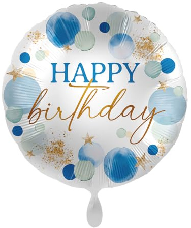 Folienballon * LUCKY BLUE BIRTHDAY * als Deko und Geschenk zum Geburtstag | Größe: 43cm | Partydeko Luftballon Ballon Happy Herzlichen Glückwunsch Männer