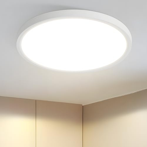 Laittiin Deckenlampe LED Deckenleuchte Flach - 15W Rund Schlafzimmerlampe | 18CM Weiß Badezimmer lampe 4000K Neutralweiß Flurlampe Küchenlampe Decke für Flur Wohnzimmer Kinderzimmer Balkon Keller