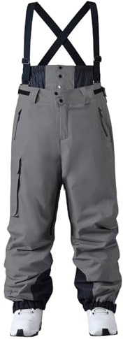 HOTIAN Herren Skihose Hosenträgerhose Baggy Snowboardhose Wasserdicht Winddichte Atmungsaktiv Outdoorhose Winter Warme Oversize Schneehose