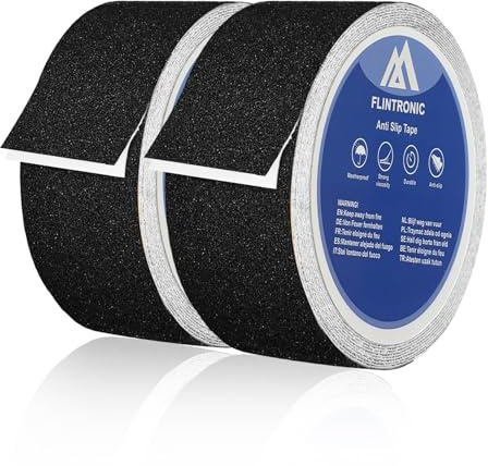 flintronic Antirutsch Klebeband, 50mm x 5m Treppe Anti Rutsch Streifen, 2 Stück Rutschfest Klebeband, Anti-Rutsch-Band Selbstklebend, Schwerlast Antirutsch für Treppen Wasserdicht Außen Innen